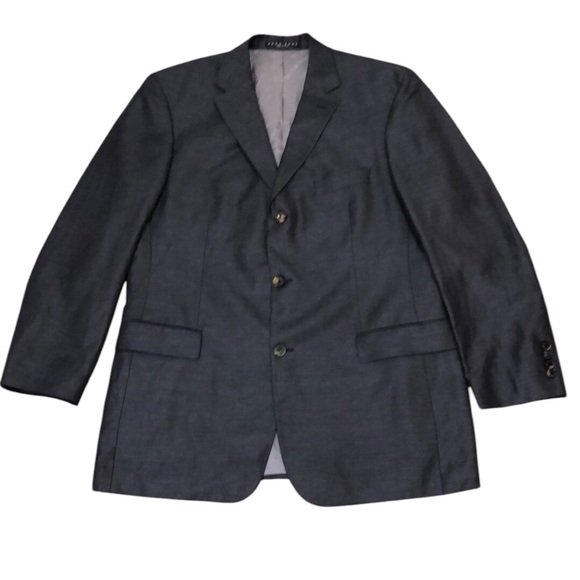 Hugo Boss Scorsese Blazer Size 44R Gray Virgin Wool Linen Blend
